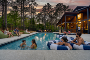 cabins with private pool Broken Bow outdoor lounge and seating