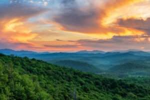 Mars Hill NC in May with Blue Ridge Mountain spring scenery