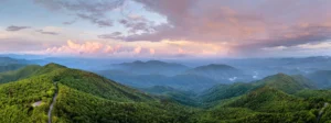 Mars Hill NC in May with Blue Ridge Mountain spring scenery