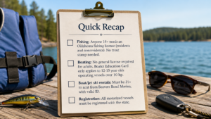 License to fish or boat on Broken Bow Lake — quick recap checklist